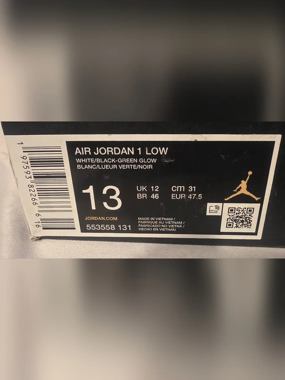 Nike Air Jordan 1 Low Sneakers Green Glow 553558-131 Men Size 13 New With Box